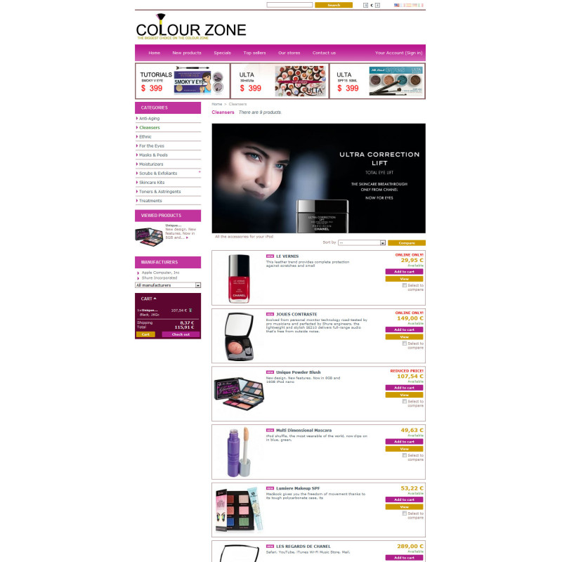 ✅ Colour Zone шаблон PrestaShop: 1.4.3.0