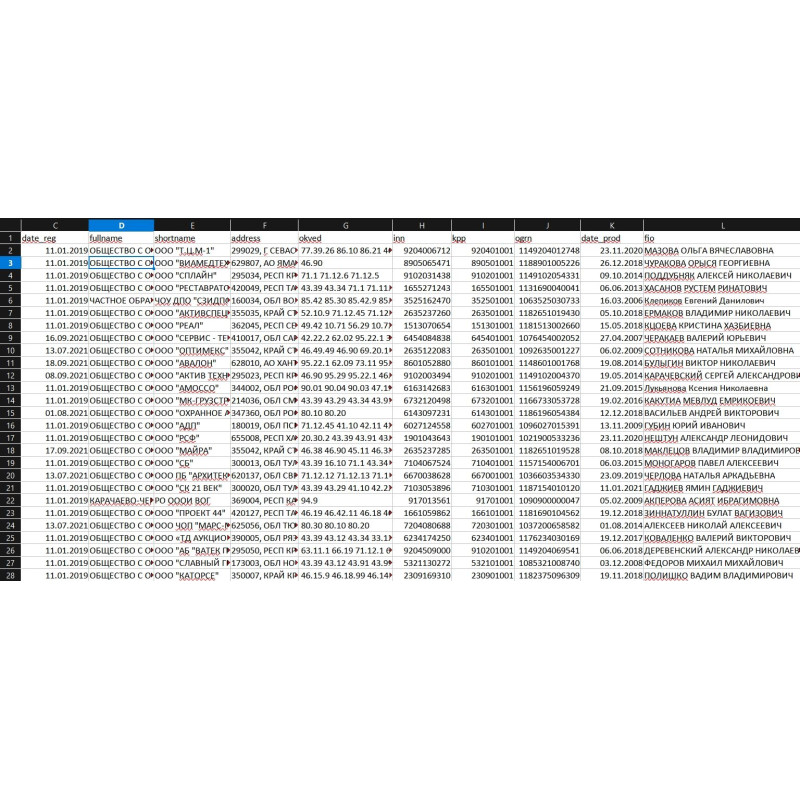 ✅ База Компаний Вся Россия без Москвы и Питера 224000 записей